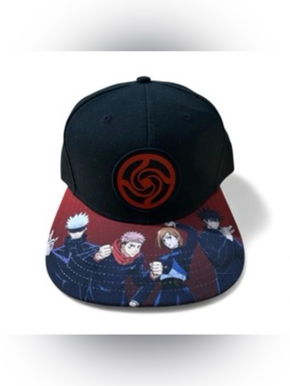 Bioworld Jujutsu Kaisen Hat Snapback Unisex One Size Black Red Anime Yuji Gojo